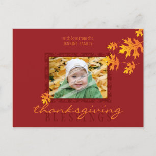 Cartes Pour Fêtes Annuelles THANKSGIVING PHOTO POSTCARD :: mache leaves 1L