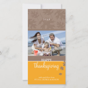 Cartes Pour Fêtes Annuelles THANKSGIVING PHOTOCARD : : feuille en baisse 1