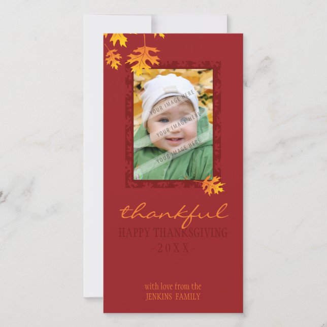 Cartes Pour Fêtes Annuelles THANKSGIVING PHOTOCARD :: Mache feuilles 1 (Devant)