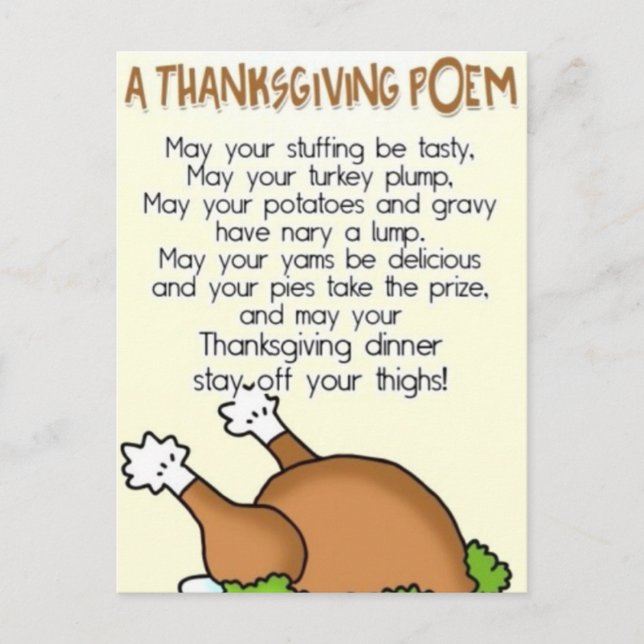 Cartes Pour Fêtes Annuelles Thanksgiving Poem (Devant)