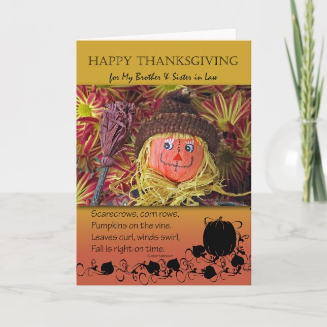 Cartes Pour Fêtes Annuelles Thanksgiving pour Frère et belle-soeur, mignonne (Devant)