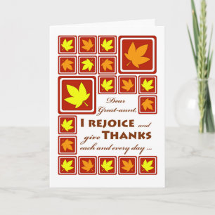 Cartes Pour Fêtes Annuelles Thanksgiving pour la grande tante Fall Leaf Tiles