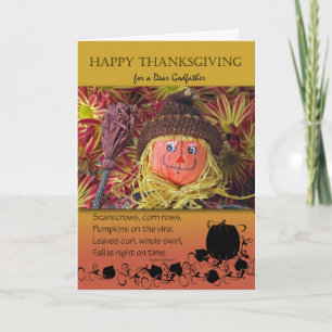 Cartes Pour Fêtes Annuelles Thanksgiving pour le parrain, mignon épouvantail