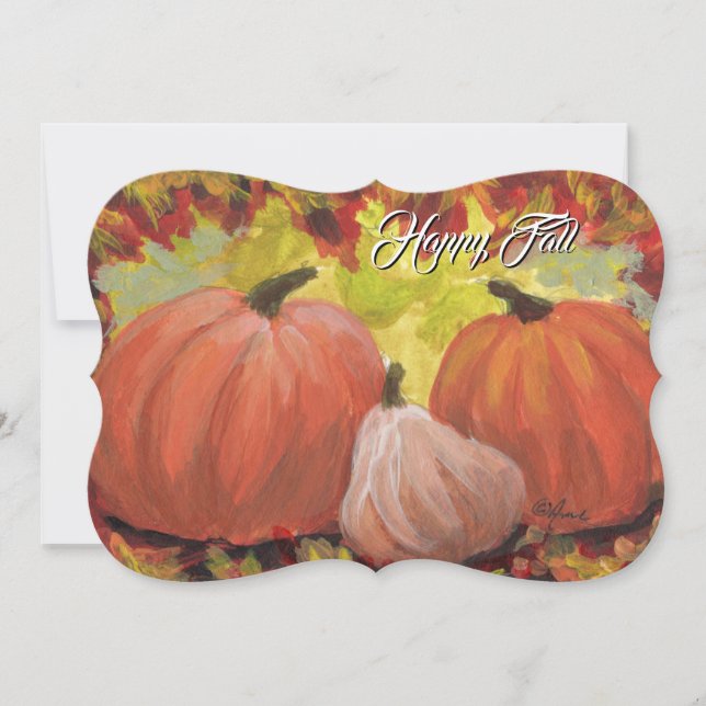 Cartes Pour Fêtes Annuelles Thanksgiving Pumpkins #2 Fall Autumn Leaves (Devant)