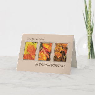 Cartes Pour Fêtes Annuelles Thanksgiving religieux de trois feuilles de prêtre