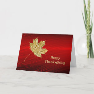 Cartes Pour Fêtes Annuelles Thanksgiving rouge à huile d'or de feuilles