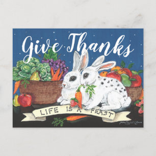 Cartes Pour Fêtes Annuelles Thanksgiving Rustic Bunny Rabbit Fete mignonne Mer