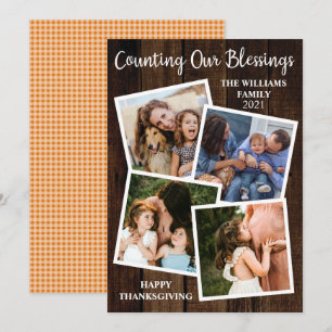 Cartes Pour Fêtes Annuelles Thanksgiving Rustique Compter Nos Bénédictions 4 P
