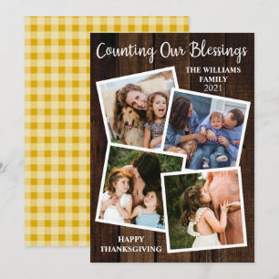 Cartes Pour Fêtes Annuelles Thanksgiving Rustique Compter Nos Bénédictions 4 P