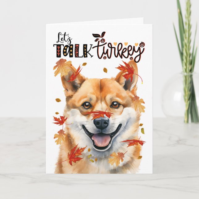 Cartes Pour Fêtes Annuelles Thanksgiving Shiba Inu Dog Parlons Turquie (Devant)