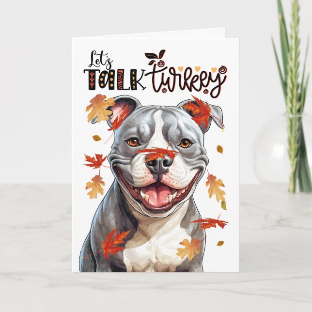 Cartes Pour Fêtes Annuelles Thanksgiving Staffordshire Chien Parlons Turquie (Devant)