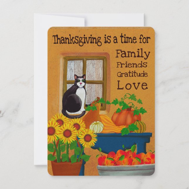 Cartes Pour Fêtes Annuelles Thanksgiving sud-ouest avec Cat Flat (Devant)
