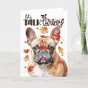 Cartes Pour Fêtes Annuelles Thanksgiving Tan French Bulldog Parlons Turquie