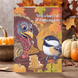 Cartes Pour Fêtes Annuelles Thanksgiving Turkey Gratitude Lote Cute Chickadee