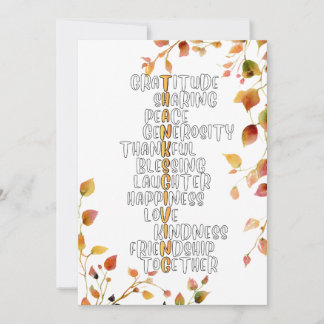 Cartes Pour Fêtes Annuelles Thanksgiving Typography of Gratitude and Joy 