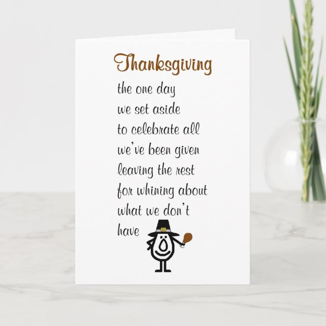 Cartes Pour Fêtes Annuelles Thanksgiving - un drôle de poème de Bon thanksgivi (Devant)