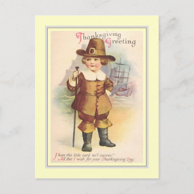 Cartes Pour Fêtes Annuelles Thanksgiving vintage (Devant)
