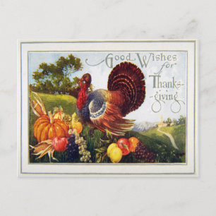 Cartes Pour Fêtes Annuelles Thanksgiving vintage Turquie