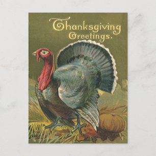 Cartes Pour Fêtes Annuelles Thanksgiving vintage, Turquie à la ferme