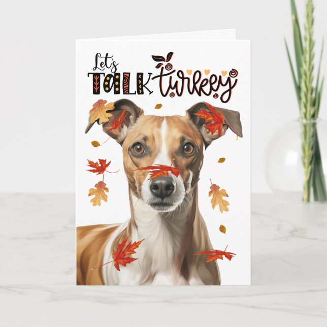 Cartes Pour Fêtes Annuelles Thanksgiving Whippet Dog Parlons Turquie (Devant)