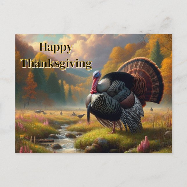 Cartes Pour Fêtes Annuelles Thanksgiving Wild Tom Turquie (Devant)