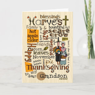 Cartes Pour Fêtes Annuelles Thanksgiving Wordcloud - Grand-fils