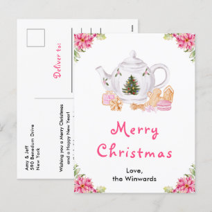 Cartes Pour Fêtes Annuelles Thé de Noël rose Joyeux Noël