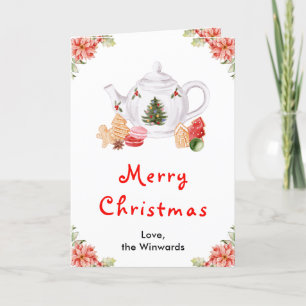 Cartes Pour Fêtes Annuelles Thé de Noël Rouge Joyeux Noël