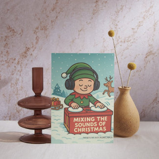 Cartes Pour Fêtes Annuelles The Elf DJ on the Snowy Path