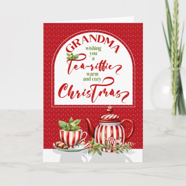 Cartes Pour Fêtes Annuelles Thé grand-mère et Noël de menthe poivrée (Devant)