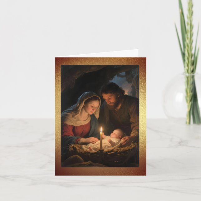 Cartes Pour Fêtes Annuelles The Holy Family by Candlelight Christmas (Devant)