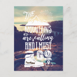 Cartes Pour Fêtes Annuelles The Mountains are Calling Typography Your Photo