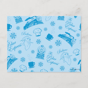 Cartes Pour Fêtes Annuelles The Polar Express   Motif d'icône de vacances bleu