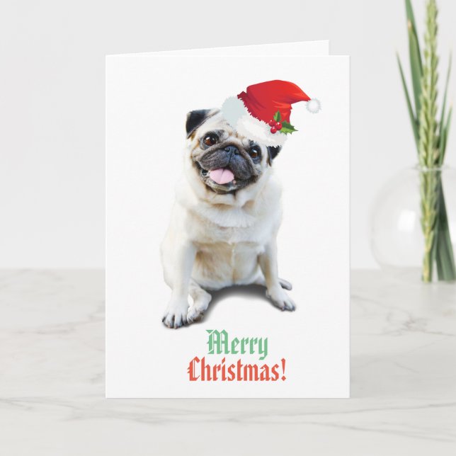 Cartes Pour Fêtes Annuelles Thème Carlin Joyeux Noël !carte (Devant)