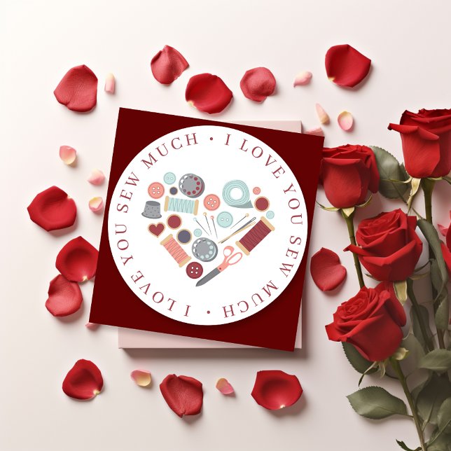 Cartes Pour Fêtes Annuelles Thème de couture « Je t'aime tellement » (Créateur téléchargé)