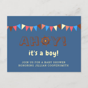 Cartes Pour Fêtes Annuelles Thème de fête prénatale pour garçon marin Ahoy