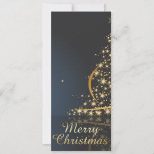Cartes Pour Fêtes Annuelles Thème de Noël bleu avec arbre de Noël doré