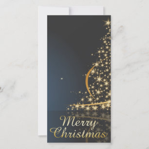 Cartes Pour Fêtes Annuelles Thème de Noël bleu avec arbre de Noël doré