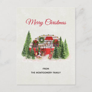 Cartes Pour Fêtes Annuelles Thème extérieur du camping de Noël Trailer