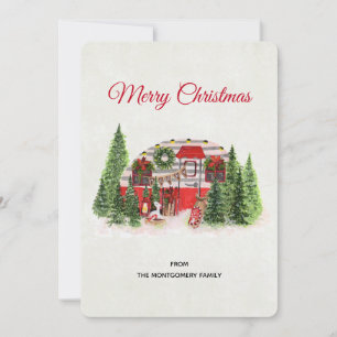 Cartes Pour Fêtes Annuelles Thème extérieur du camping de Noël Trailer