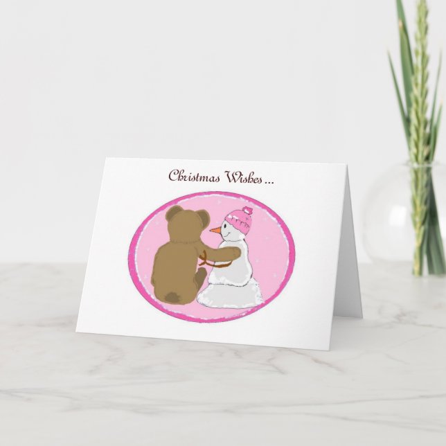 Cartes Pour Fêtes Annuelles Thème rose des amis de Snowman (Devant)