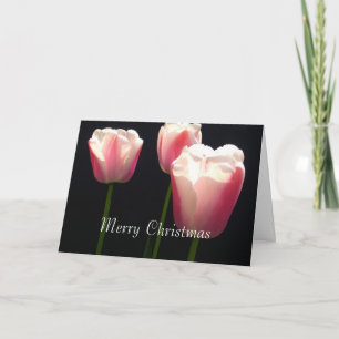 Cartes Pour Fêtes Annuelles Three pink tulip flowers.  Christmas, holidays.