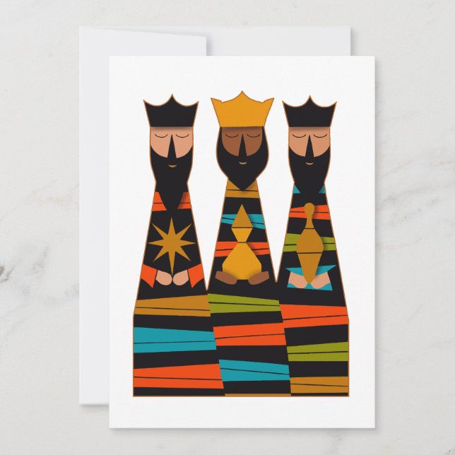 Cartes Pour Fêtes Annuelles Three Wise Men Modern Mid-Century (Devant)