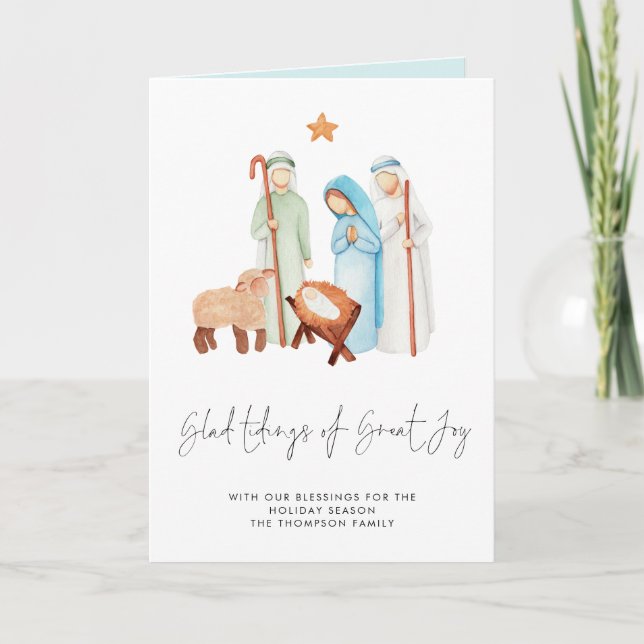 Cartes Pour Fêtes Annuelles Tidings Great Joy Nativity Folded Christmas  (Devant)