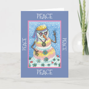 CARTES POUR FÊTES ANNUELLES TIE DYE SUPER SNOWMAN, PAIX SUR TERRE NOËL
