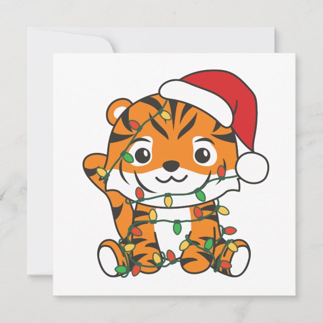 Cartes Pour Fêtes Annuelles Tiger Noël Animaux d'hiver Tigers de vacances (Devant)