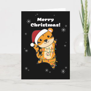 Cartes Pour Fêtes Annuelles Tiger Noël Neige hiver Animaux Tiger Adulte Cl