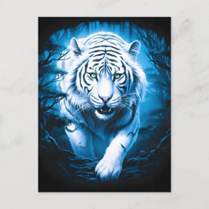 Cartes Pour Fêtes Annuelles Tigre blanc sauvage Mystique de la forêt