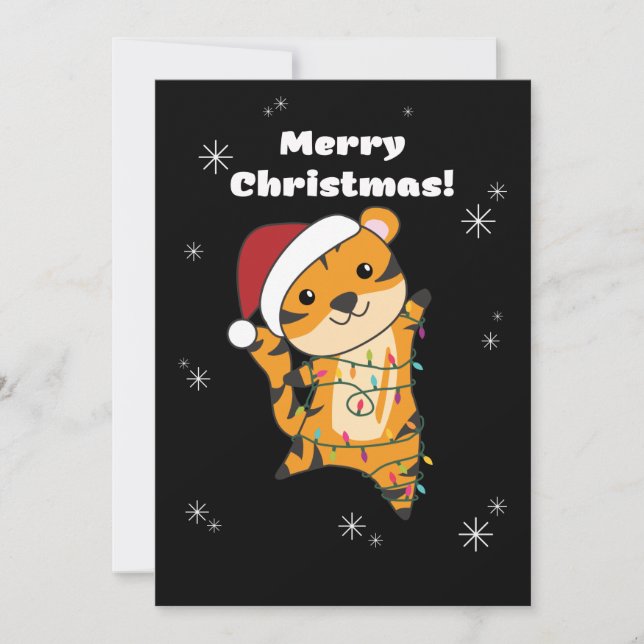 Cartes Pour Fêtes Annuelles Tigre Christmas Snow Winter Animals Tiger Adult Cl (Devant)