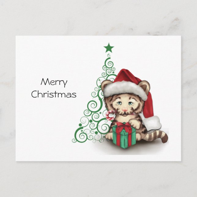 Cartes Pour Fêtes Annuelles Tigre de Noël (Devant)